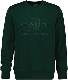 Sweatshirt REG TONAL SHIELD C-NECK SWEAT Gr. 4XL, grn (tartan green) Herren Sweatshirts mit Logostickerei