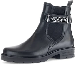 Chelseaboots Gr. 37, schwarz Damen Schuhe Blockabsatz, Herbstmode, Stiefelette mit Zierkette am Schaft
