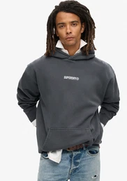 Kapuzensweatshirt MICRO LOGO GRAPHIC LOOSE HOOD , Herren, Gr. XL, schwarz (ebony), angeraute Sweatware, Obermaterial: 80% Baumwolle, 20% Polyester, bedruckt, modisch, oversize, Rundhals, Langarm Rippbndchen, Sweatshirts