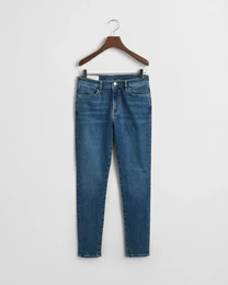 Slim-fit-Jeans TRAVEL INDIGO , Damen, Gr. L, N-Gr, blau (mid blau worn in), Denim/Jeans, Obermaterial: 89% Baumwolle, 8% Elastomultiester, 3% Elasthan, casual, slim fit, Jeans