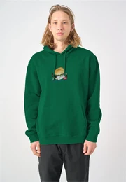 Kapuzensweatshirt Boxy Hooded WTFISH , Herren, Gr. XL, grn (dunkelgrn), 100% Baumwolle, bedruckt, casual, normal, ohne Ausschnitt, Langarm, Sweatshirts, Locker geschnitten