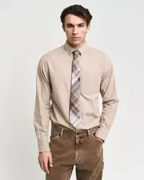 Langarmhemd REG FLANNEL MELANGE SHIRT , Herren, Gr. 4XL, N-Gr, beige (dry sand), Web, Obermaterial: 100% Baumwolle, casual, Langarm 2-Knopf-Manschette, Hemden