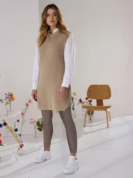 Pullunder INSPIRATIONEN Long-Pullunder Gr. 42, beige Damen Pullover