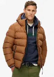 Steppjacke HOODED SPORTS PUFFER JACKET Gr. S, braun (denim co tobacco brown) Herren Jacken