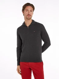 Troyer PIMA ORG CTN CASHMERE ZIP MOCK , Herren, Gr. L, grau (dunkelgrau heather), Obermaterial: 95% Baumwolle, 5% Kaschmir, casual, Langarm Rippstrickbndchen, Pullover