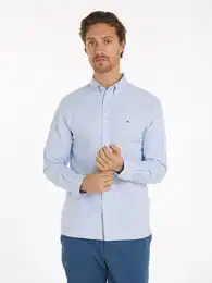 Langarmhemd SOLID HERITAGE OXFORD RF SHIRT , Herren, Gr. L, N-Gr, blau (cloudy blau), Web, Obermaterial: 100% Baumwolle, casual, Langarm, Hemden