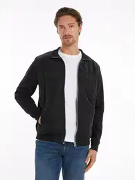 Sweatjacke MIX MEDIA ZIP THRU STAND CLR , Herren, Gr. XXL, schwarz, Sweatware, Obermaterial: 63% Baumwolle, 37% Polyester, casual, regular fit, Langarm Rippbndchen, Sweatjacken, Bahnen vorne mit Kontrast-Struktur