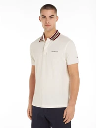 Poloshirt GIFTING POLO RWB COLLAR REG POLO , Herren, Gr. M, wei (ivory petal), Piquu00e9, Obermaterial: 96% Baumwolle, 4% Elasthan, casual, Kurzarm, Shirts, Streifen an Kragen und Bndchen