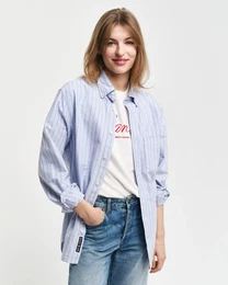 Langarmhemd REG OXFORD STRIPE SHIRT , Herren, Gr. XXXL, N-Gr, blau (myosotis blau), Web, Obermaterial: 100% Baumwolle, gestreift, casual, regular fit, Langarm, Hemden, unisex, in leichter Oxford-Qualitt