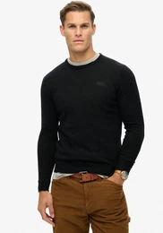 Rundhalspullover ESSENTIAL SLIM FIT CREW JUMPER , Herren, Gr. XL, schwarz, Strick, Obermaterial: 35% Wolle, 35% Nylon, 30% Baumwolle, unifarben, modisch, relaxed fit, Rundhals, Langarm, Pullover