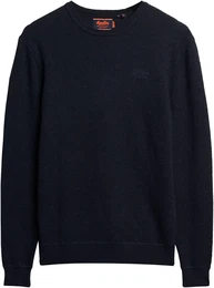 Rundhalspullover ESSENTIAL SLIM FIT CREW JUMPER , Herren, Gr. L, blau (carbon navy marl), Strick, Obermaterial: 35% Wolle, 35% Nylon, 30% Baumwolle, meliert, modisch, relaxed fit, Rundhals, Langarm, Pullover