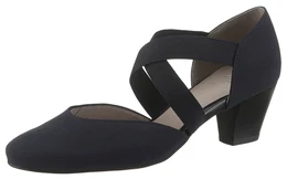 Spangenpumps TOULOUSE Gr. 7,5 (41), blau (dunkelblau) Damen Schuhe Abendschuh, Festtagsschuh, Trichterabsatzmit elastischen Riemchen