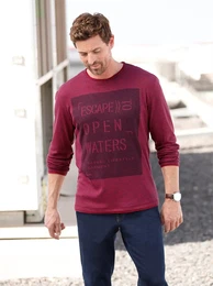 Langarmshirt MARCO DONATI Langarm-Shirt Gr. 44/46, rot (kirsche, meliert), Herren, 50% Baumwolle, 50% Polyester, meliert, Shirts