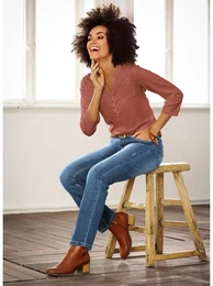 Rundhalsshirt INSPIRATIONEN Shirt Gr. 54, rot (rostrot) Damen Shirts