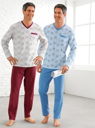Schlafanzug KINGS CLUB Gr. 60/62, bunt (blau, bordeaux) Herren Homewear-Sets