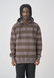 Kapuzensweatshirt Hooded Stripe , Herren, Gr. S, braun (dunkelbraun), 100% Baumwolle, gestreift, mehrfarbig, casual, normal, ohne Ausschnitt, Langarm, Sweatshirts, mit praktischem Half-Zip