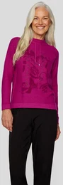 Strickpullover Pullover mit Print und Stehkragen Gr. 44, pink Damen Pullover