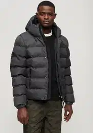 Steppjacke HOODED TWEED SPORTS PUFFER JKT Gr. XL, grau (grey marl) Herren Jacken
