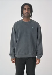 Sweatshirt Ligull Washed , Herren, Gr. L, grau (dunkelgrau), 100% Baumwolle, bestickt, casual, normal, Rundhals, Sweatshirts, im lockeren Schnitt