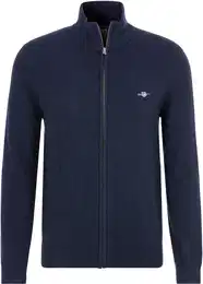 Strickjacke EXTRAFINE LAMBSWOOL ZIP CARDIGAN Gr. M, blau (marine) Herren Strickjacken mit Logostickerei