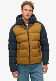 Steppjacke HOOD COLOUR BLOCK SPORT PUFFER , Herren, Gr. XL, navy colourblock, Web, Obermaterial: 100% Nylon, colorblocking, modisch, relaxed fit, Langarm, Jacken