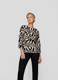 3/4-Arm-Shirt Gr. 46, schwarz Damen Shirts mit grafischem Muster