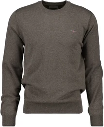 Rundhalspullover CTN/WO C-NECK Gr. L, dark hazelnut melange Herren Pullover mit Logostickerei