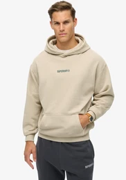 Kapuzensweatshirt MICRO LOGO GRAPHIC LOOSE HOOD , Herren, Gr. S, grau (chateau grau), angeraute Sweatware, Obermaterial: 80% Baumwolle, 20% Polyester, bedruckt, modisch, oversize, Rundhals, Langarm Rippbndchen, Sweatshirts