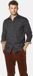 Langarmhemd Hemd DANTUSSI , Herren, Gr. XL, weit, blau (dunkelblau melange), Obermaterial: 100% Baumwolle CO., Langarm, Hemden