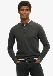 T-Shirt Vintage Textured Grandad Top , Herren, Gr. M, schwarz (washed schwarz), Single Jersey, Obermaterial: 100% Baumwolle, unifarben, modisch, relaxed fit, Rundhals, Kurzarm, Shirts