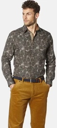 Langarmhemd Hemd SALVATOLLI , Herren, Gr. XL, weit, braun (braun gemustert), Obermaterial: 100% Baumwolle CO., Langarm, Hemden