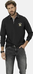 Langarm-Poloshirt Langarm-Poloshirt TESSELLO , Herren, Gr. XXL, schwarz, Obermaterial: 100% Baumwolle CO., casual, regular fit normal, ohne Ausschnitt, Langarm, Shirts, aus Bio-Baumwolle