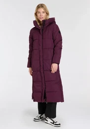 Steppmantel D STEPPMANTEL LANG ADDIA Gr. 42, lila (plum) Damen Mntel mit Markenlederpatch am Oberarm