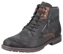 Winterstiefelette , Herren, Gr. 46, grau (anthrazit), Lederimitat, Textil, used, kontrastfarbene Details, casual, Schuhe, Schnrboots, Winterboots mit wasserabweisender riekerTEX-Membran