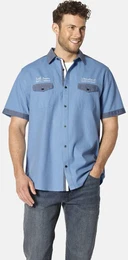 Kurzarmhemd Kurzarmhemd PIOLASTI , Herren, Gr. XL, weit, blau (hellblau), Obermaterial: 100% Baumwolle CO., regular fit, Kurzarm, Hemden, mit feiner Bestickung