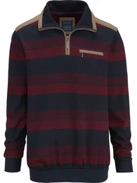 Sweatshirt Sweatshirt RAVINO , Herren, Gr. M, rot (rot gestreift), Obermaterial: 100% Baumwolle CO., casual, normal, ohne Ausschnitt, Sweatshirts, mit trendigem Troyerkragen