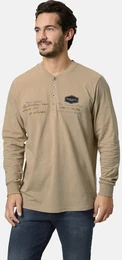 Langarmshirt Langarmshirt FIOREVETTI Gr. 56, beige Herren Shirts mit Knopfleiste