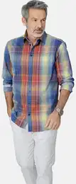 Langarmhemd Hemd MILANZARO , Herren, Gr. XL, blau (blau kariert), Obermaterial: 100% Baumwolle CO., Langarm, Hemden, mit Kentkragen