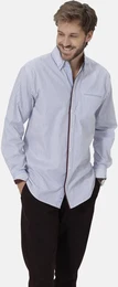 Langarmhemd Hemd STEFZINA , Herren, Gr. XXL, blau (hellblau gestreift), Obermaterial: 100% Baumwolle CO., Langarm, Hemden, mit modischen Kontrasten