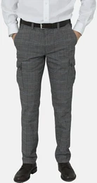 Cargohose Cargohose SILVENA , Herren, Gr. 60, grau (grau kariert), Obermaterial: 51% Baumwolle CO. 31% Polyester PES. 16% Viskose CV. 2% Elasthan EL., regular fit, Hosen, mit praktischen Taschen
