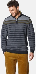 Sweatshirt Sweatshirt REMOSOTZI Gr. L, blau (dunkelblau) Herren Sweatshirts mit Umlegekragen