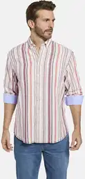 Langarmhemd Hemd MARZINI , Herren, Gr. XL, wei (wei gestreift), Langarm, Hemden, mit farbenfrohen Lngsstreifen