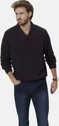 Pullunder Pullover VILLIANO , Herren, Gr. 50, rot (dunkelrot), Obermaterial: 100% Baumwolle CO., mehrfarbig, casual, normal, ohne Ausschnitt, Langarm, Pullover, in zweifarbiger Optik