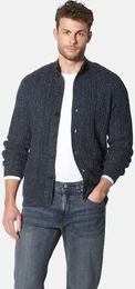 Strickjacke Strickjacke CARASOTZI , Herren, Gr. L, blau (dunkelblau), Obermaterial: 60% Baumwolle CO. 30% Polyamid ECONYL PA ECONYL. 10% Lama WL., unifarben, casual, normal, Strickjacken