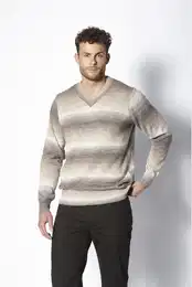 V-Ausschnitt-Pullover Pullover VILLOCARA , Herren, Gr. XL, beige (beige gestreift), Obermaterial: 89% Polyacryl PAN. 11% Wolle mw., mehrfarbig, casual, normal, V-Ausschnitt, Langarm, Pullover, aus natrlicher Wolle