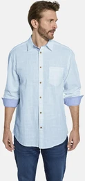 Kurzarmhemd Hemd DELVINO , Herren, Gr. XL, blau, Kurzarm, Hemden, im feinen Karo-Design