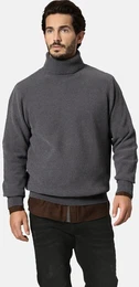 Rollkragenpullover Pullover RIVANELLA , Herren, Gr. 50, grau, Obermaterial: 70% Polyester PES. 30% Baumwolle CO., unifarben, casual, normal, ohne Ausschnitt, Langarm, Pullover, mit leichter Struktur