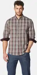 Langarmhemd Hemd SOLIRESCO , Herren, Gr. XL, weit, rot (dunkelrot kariert), Obermaterial: 100% Baumwolle CO., Langarm, Hemden