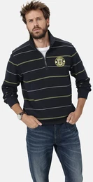 Sweatshirt Sweatshirt LUCCAVERTO , Herren, Gr. M, blau (dunkelblau gestreift), Obermaterial: 100% Baumwolle CO., casual, normal, ohne Ausschnitt, Sweatshirts, mit Troyerkragen