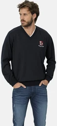 Pullunder Pullover VELLIANO , Herren, Gr. 48, blau (dunkelblau), Obermaterial: 100% Baumwolle CO., unifarben, casual, normal, V-Ausschnitt, Langarm, Pullover, mit Schulterbestzen